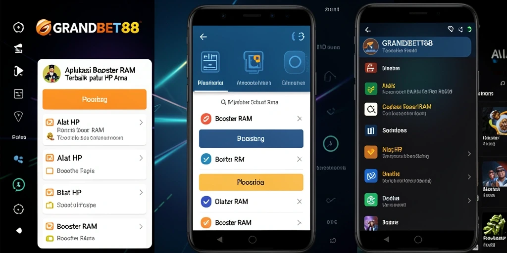 Tampilan utama GRANDBET88 dengan fungsi pembersihan RAM yang intuitif.