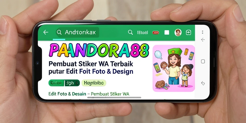 Tampilan antarmuka pengguna PANDORA88 saat membuat stiker WA.