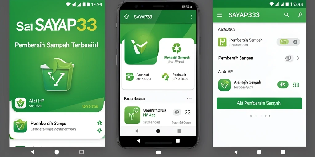 Tampilan antarmuka utama SAYAP33 dengan fitur Pembersih Sampah.