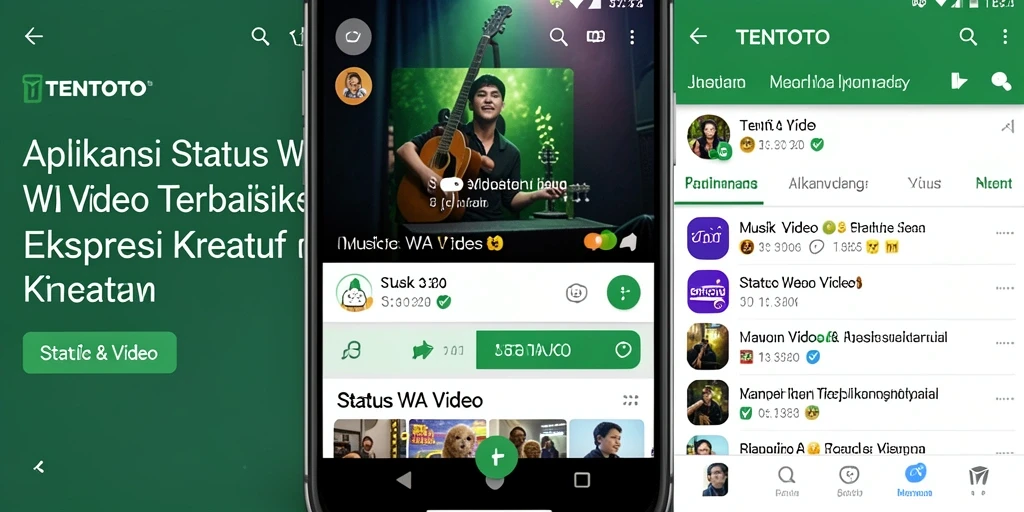 Antarmuka TENTOTO yang user-friendly dengan beragam pilihan video status.
